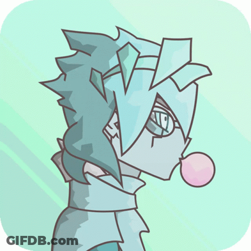 A Cartoon Drawing Of A Person With Blue Hair GIF