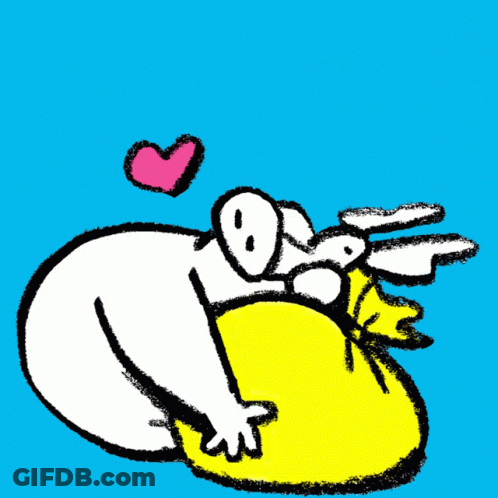 A Cartoon Drawing Of A Person With Pink Hearts Coming Out Of Their Mouth GIF
