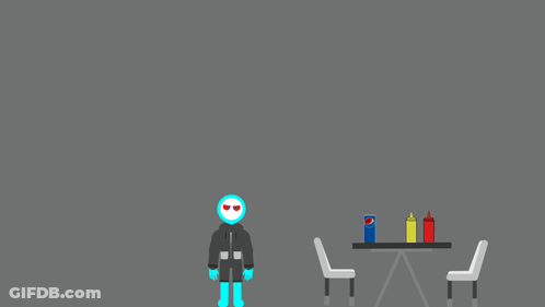 A Cartoon Drawing Of A Person With Sunglasses And A Pepsi Can In The Background GIF