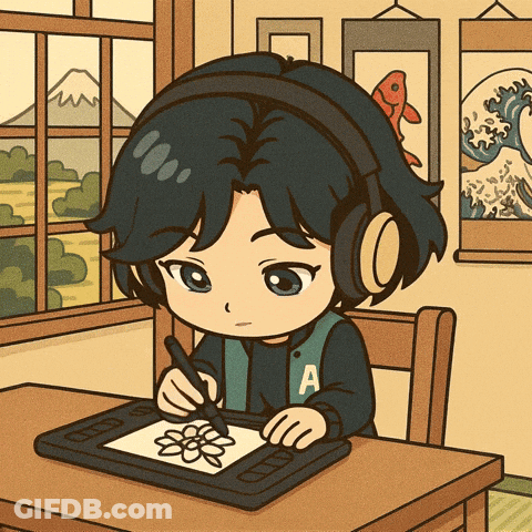 A Cartoon Drawing Of A Person With The Letter A On Their Sweatshirt GIF