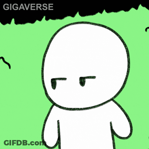A Cartoon Drawing Of A Person With The Word Gigaverse On The Bottom GIF