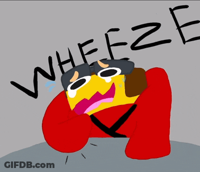 A Cartoon Drawing Of A Person With The Word Wheeze Written On It GIF