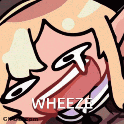 A Cartoon Drawing Of A Person With The Word Wheeze Written On It GIF