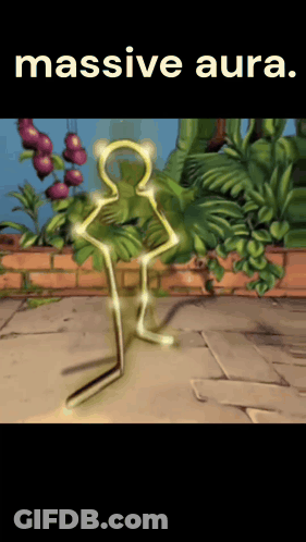 A Cartoon Drawing Of A Person With The Words Massive Aura On The Bottom GIF