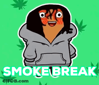 A Cartoon Drawing Of A Person With The Words Smoke Break Below It GIF
