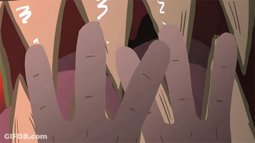 A Cartoon Drawing Of A Person With Their Mouth Open And Their Fingers Visible GIF