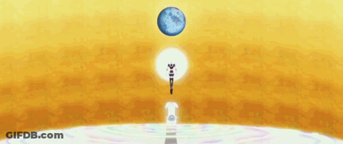A Cartoon Drawing Of A Person With Wings And A Blue Planet . GIF