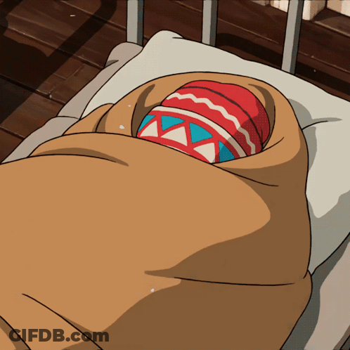 Person Wrapped In Blanket With Hat GIF