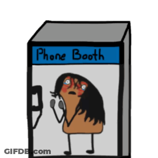 A Cartoon Drawing Of A Phone Booth With A Person Inside Of It GIF