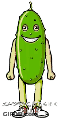 A Cartoon Drawing Of A Pickle With Arms And Legs Smiling GIF