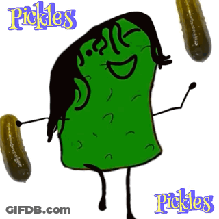 A Cartoon Drawing Of A Pickle With The Words Pickles Written On The Bottom GIF