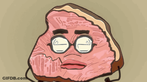 Cartoon Meat With Glasses And Face GIF