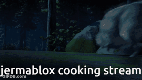 A Cartoon Drawing Of A Pig With The Words Jermablox Cooking Stream Below It GIF