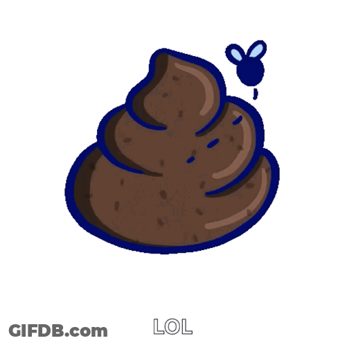 A Cartoon Drawing Of A Pile Of Poop With A Fly Next To It And The Word Lol Below It GIF