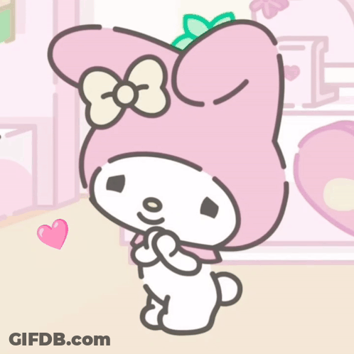 A Cartoon Drawing Of A Pink Bunny With A Bow On Her Head GIF