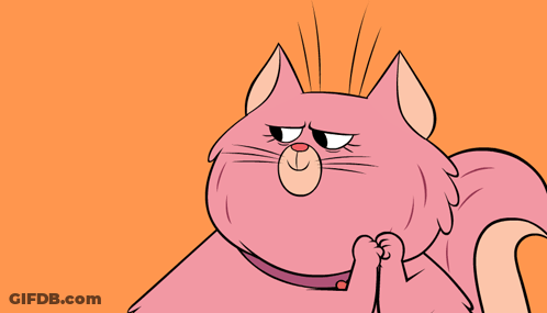 A Cartoon Drawing Of A Pink Cat With A Collar On GIF
