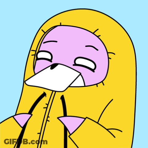 A Cartoon Drawing Of A Pink Duck In A Yellow Jacket GIF