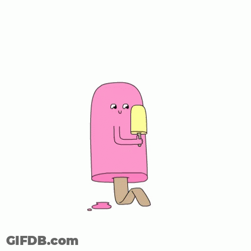 A Cartoon Drawing Of A Pink Ice Cream Stick With A Face On It GIF