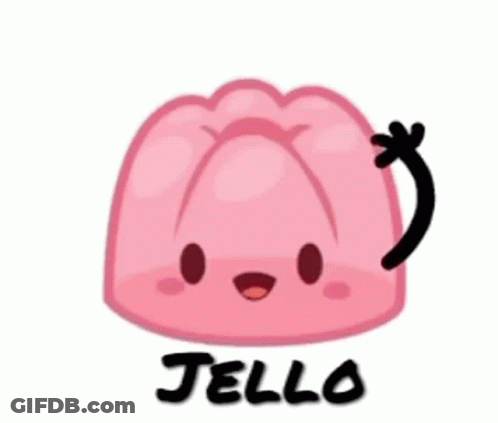 A Cartoon Drawing Of A Pink Jelly With The Word Jello Written Below It GIF