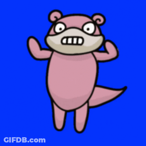 A Cartoon Drawing Of A Pink Opossum With A Big Mouth GIF