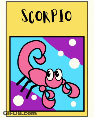 A Cartoon Drawing Of A Pink Scorpion On A Yellow Background GIF