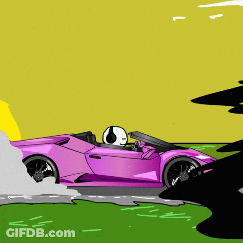 A Cartoon Drawing Of A Pink Sports Car GIF