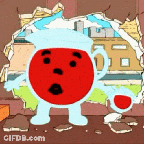 A Cartoon Drawing Of A Pitcher With A Surprised Face GIF
