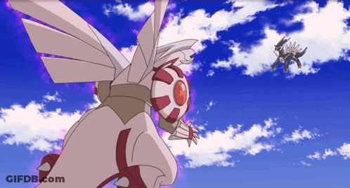 A Cartoon Drawing Of A Pokemon Flying Through The Air GIF