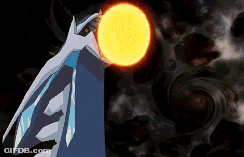 A Cartoon Drawing Of A Pokemon Holding A Sun In Its Mouth GIF