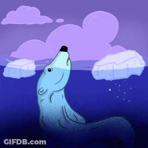 A Cartoon Drawing Of A Polar Bear In The Water GIF