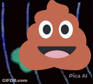 A Cartoon Drawing Of A Poop With A Smile On Its Face GIF