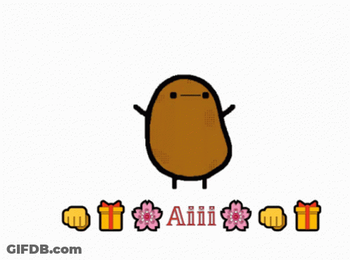 A Cartoon Drawing Of A Potato That Says Aiiii On The Bottom GIF