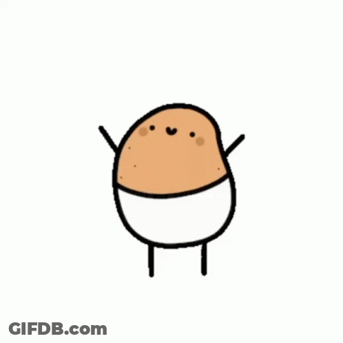 A Cartoon Drawing Of A Potato With Arms Outstretched . GIF