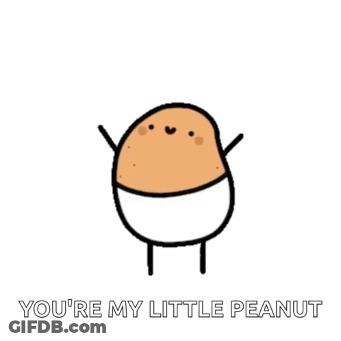 A Cartoon Drawing Of A Potato With The Words `` You 'Re My Little Peanut '' Written Below It . GIF