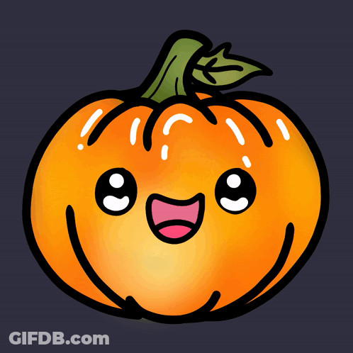 A Cartoon Drawing Of A Pumpkin With A Smiling Face On It GIF