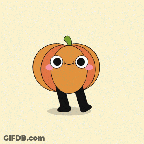 A Cartoon Drawing Of A Pumpkin With Big Eyes GIF