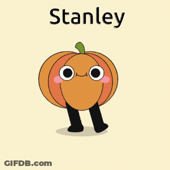A Cartoon Drawing Of A Pumpkin With The Name Stanley GIF