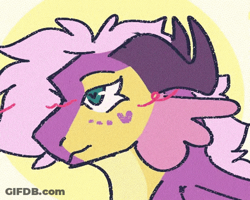 A Cartoon Drawing Of A Purple And Yellow Pony GIF