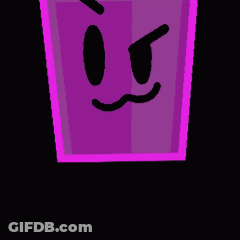 A Cartoon Drawing Of A Purple Cup With An Angry Face And Legs GIF
