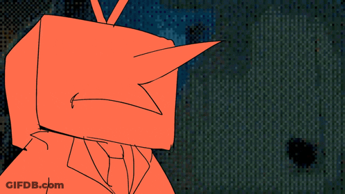 A Cartoon Drawing Of A Purple Dinosaur And A Black Bird Standing Next To Each Other GIF