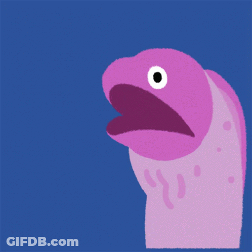 A Cartoon Drawing Of A Purple Monster Eating A Piece Of Food GIF