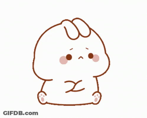 A Cartoon Drawing Of A Rabbit With A Bow On Its Head And The Letter X On Its Chest GIF
