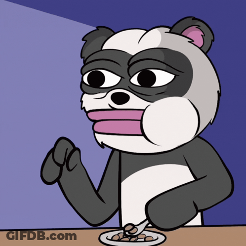 A Cartoon Drawing Of A Raccoon Eating Cereal With A Spoon GIF
