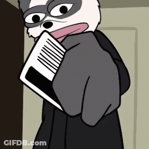 Cartoon Raccoon Holding Newspaper GIF