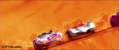 A Cartoon Drawing Of A Race Car With The Number 8 On The Side GIF