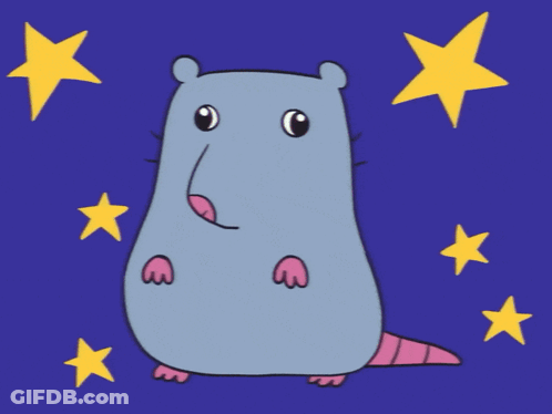 A Cartoon Drawing Of A Rat Surrounded By Stars GIF