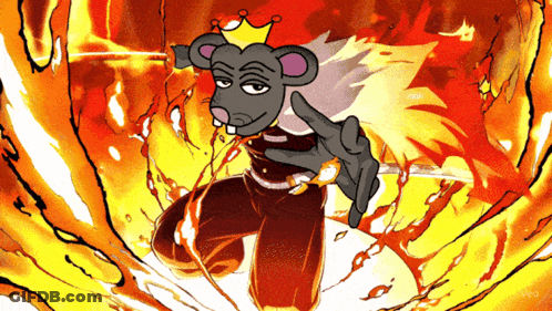 A Cartoon Drawing Of A Rat With A Crown On Its Head GIF