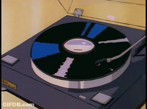 A Cartoon Drawing Of A Record Player With A Record On It GIF