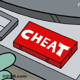 A Cartoon Drawing Of A Red Button That Says Cheat GIF