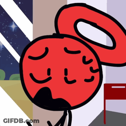 A Cartoon Drawing Of A Red Circle With A Circle In The Middle GIF